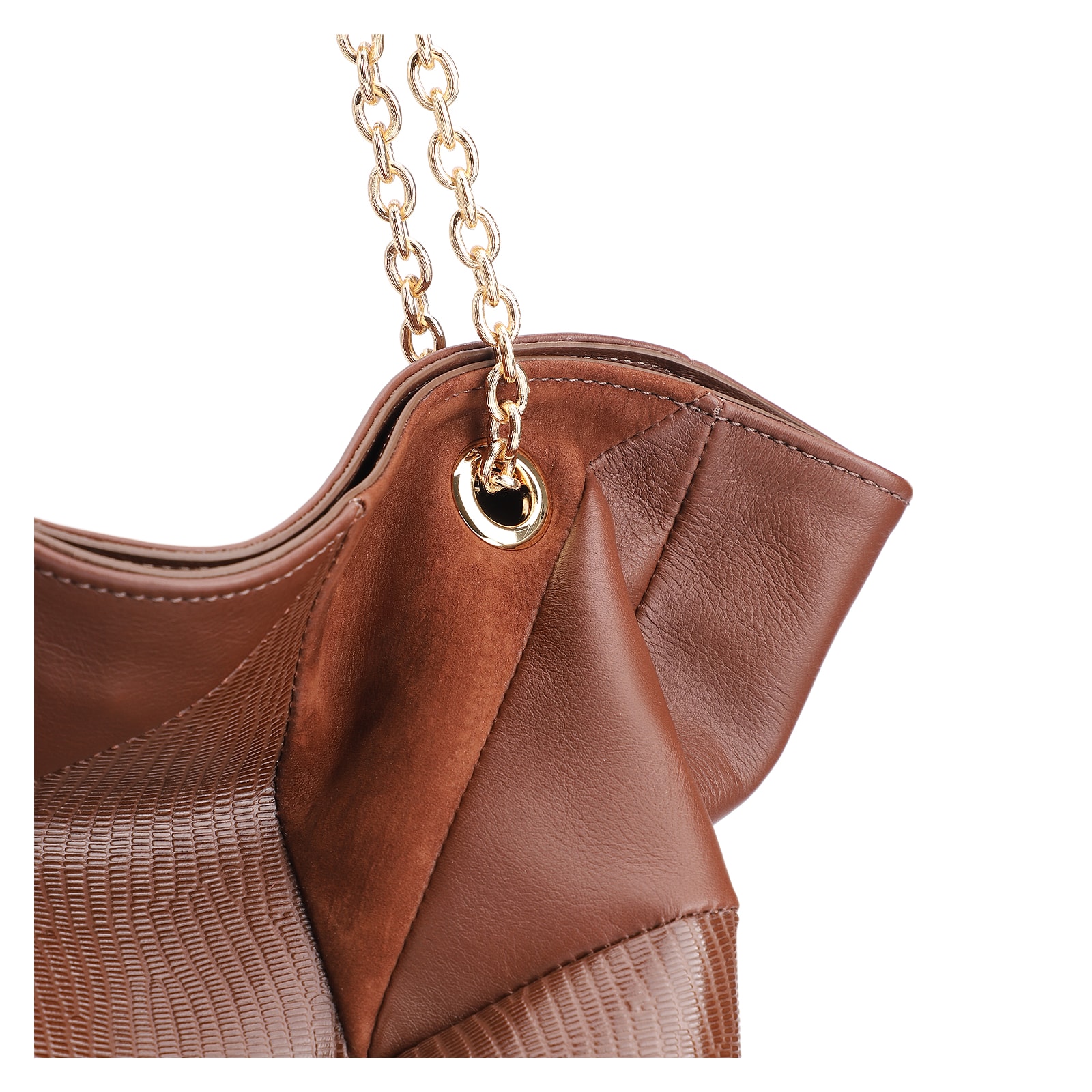 Bolsa Hobo Patchwork Couro Marrom/Patchwork Marrom