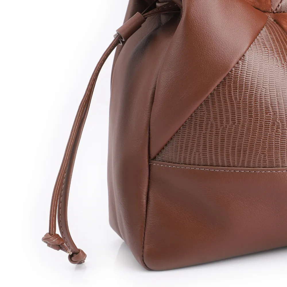 Bolsa Hobo Patchwork Couro Marrom/Patchwork Marrom - imagem 8