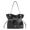 Bolsa Hobo Patchwork Couro Preto/Patchwork Preto - imagem 1