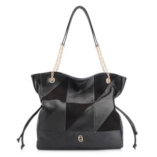 Couro Preto/Patchwork Preto