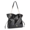 Bolsa Hobo Patchwork Couro Preto/Patchwork Preto - imagem 3