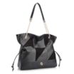 Bolsa Hobo Patchwork Couro Preto/Patchwork Preto - imagem 3
