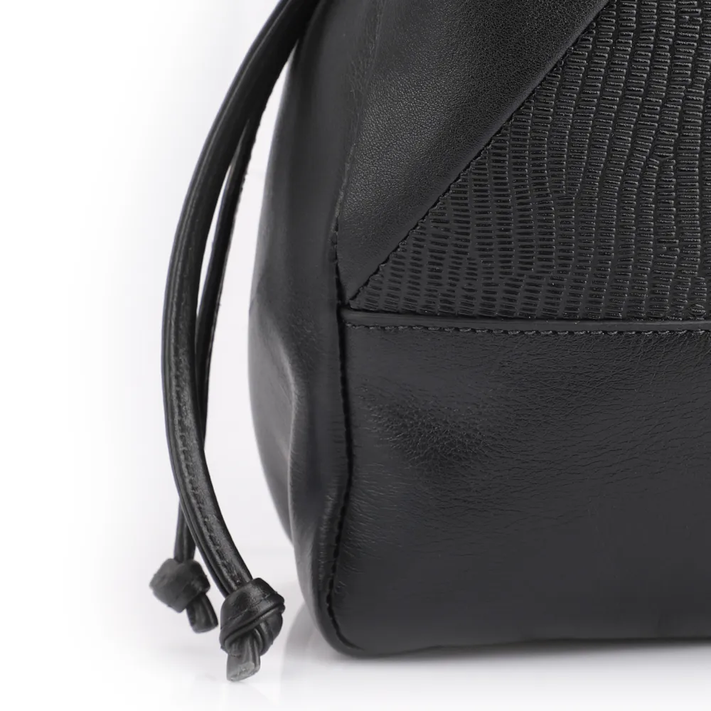 Bolsa Hobo Patchwork Couro Preto/Patchwork Preto - imagem 8