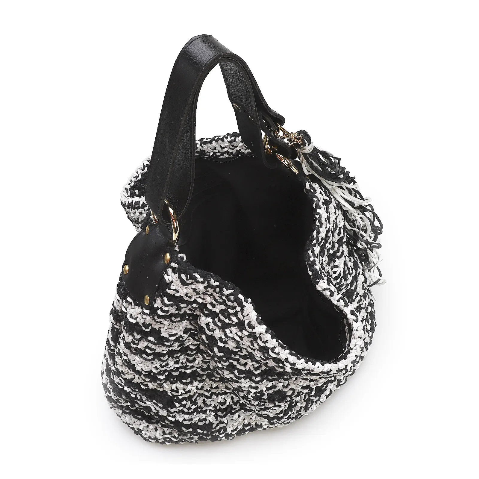 Bolsa Hobo Preto/Branco
