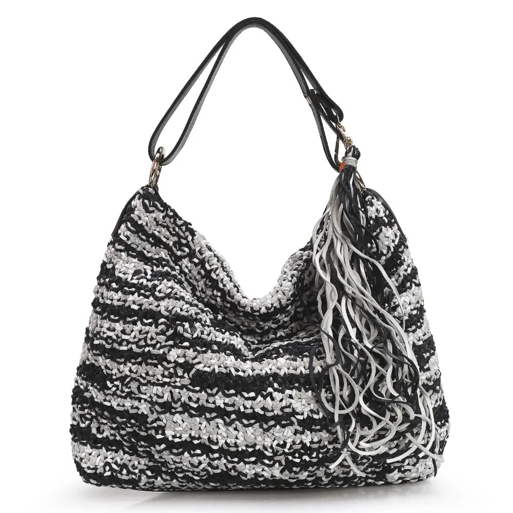 Bolsa Hobo Preto/Branco