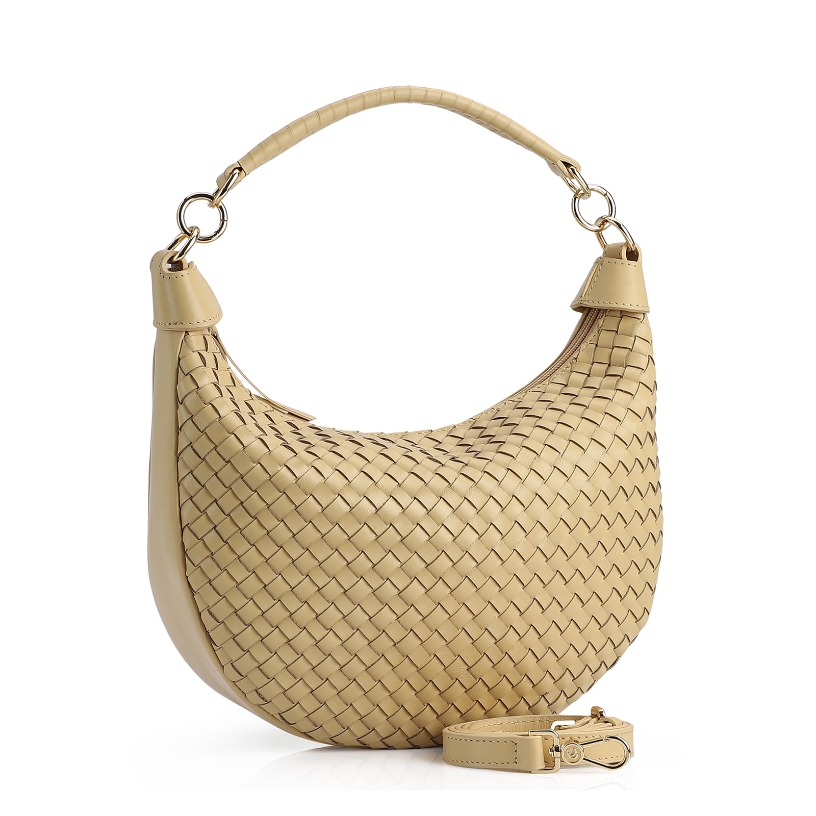 Bolsa Hobo Tressê Couro Amarelo
