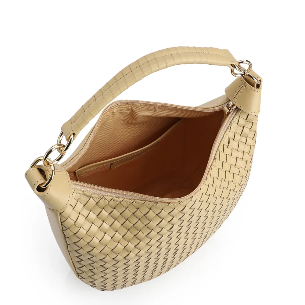 Bolsa Hobo Tressê Couro Amarelo - imagem 5