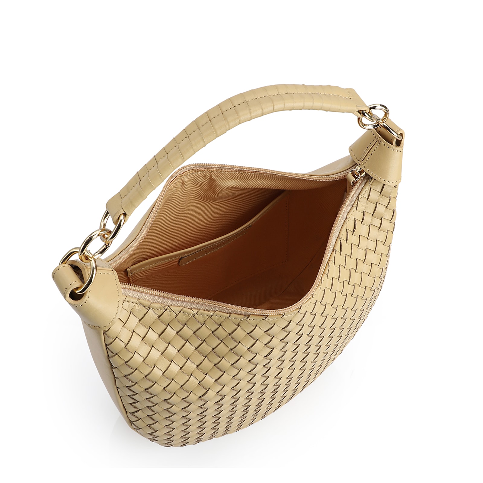 Bolsa Hobo Tressê Couro Amarelo