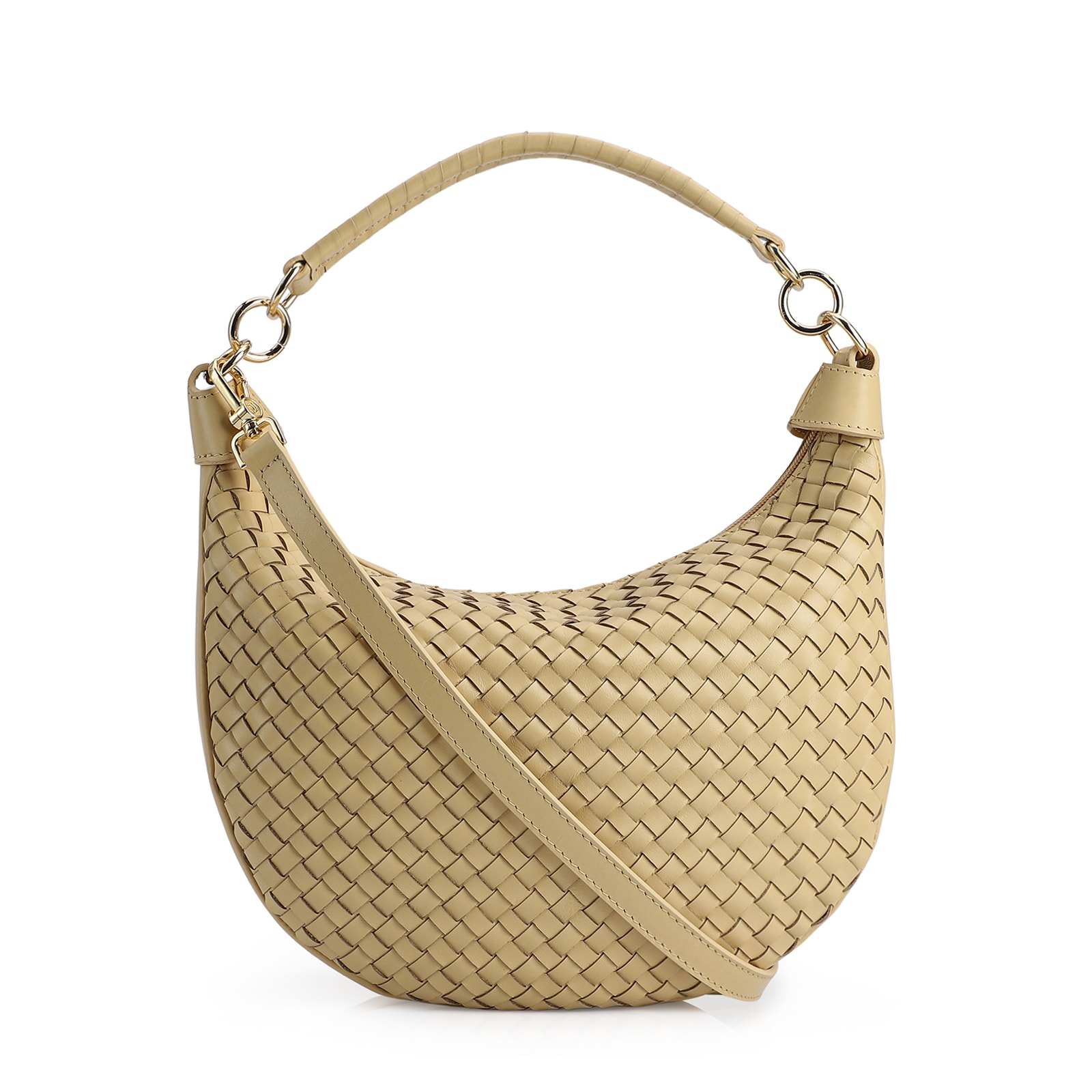 Bolsa Hobo Tressê Couro Amarelo