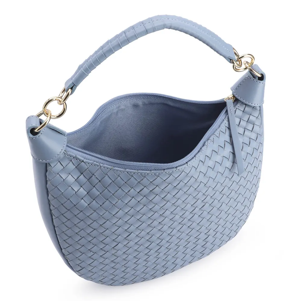 Bolsa Hobo Tressê Couro Azul - imagem 4