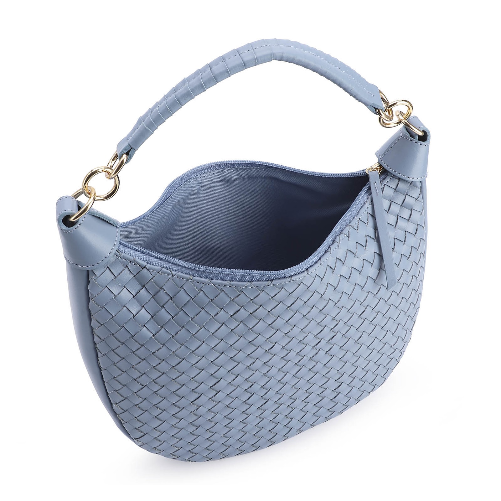 Bolsa Hobo Tressê Couro Azul