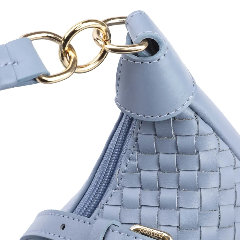 Bolsa Hobo Tressê Couro Azul - imagem 5