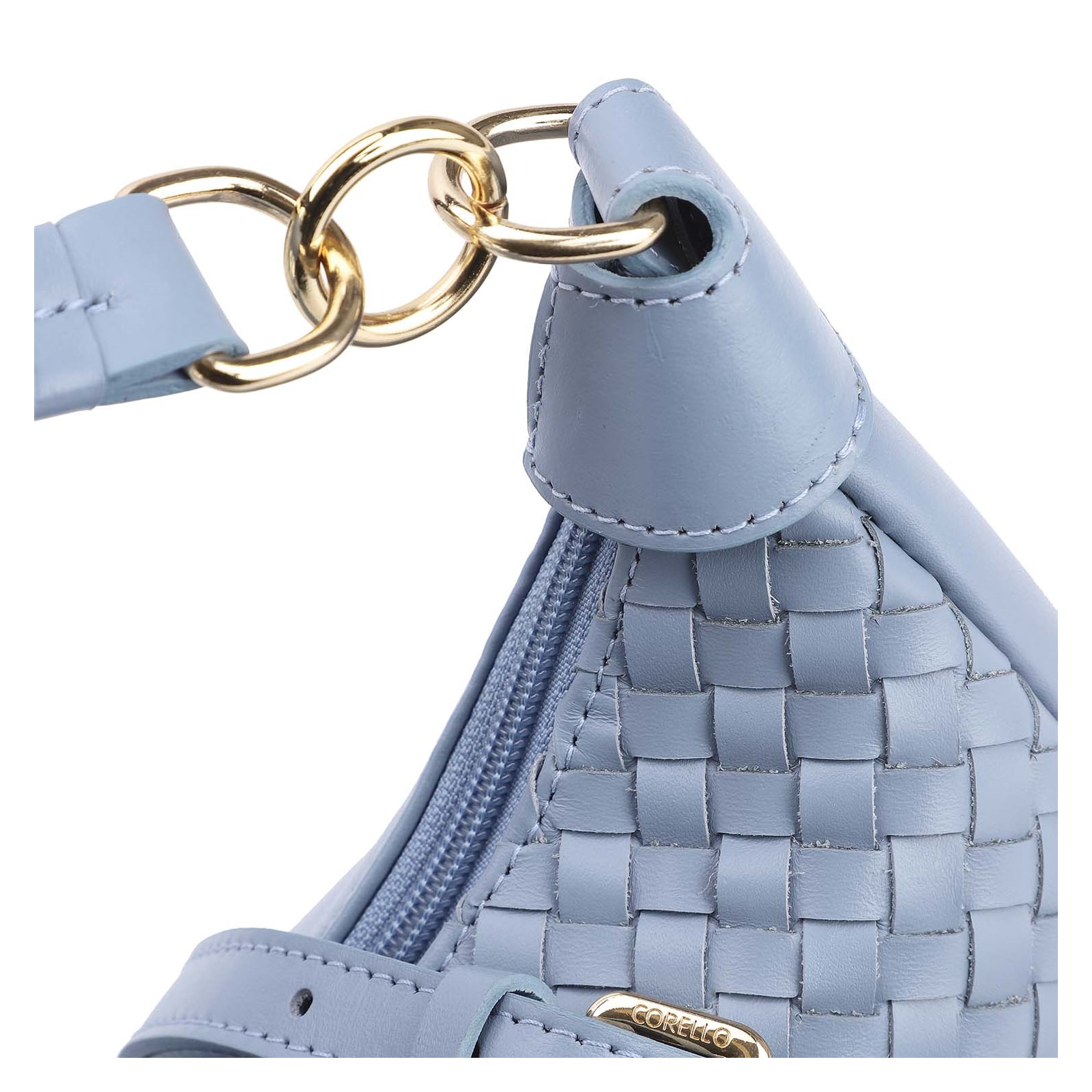 Bolsa Hobo Tressê Couro Azul