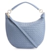 Bolsa Hobo Tressê Couro Azul - imagem 1