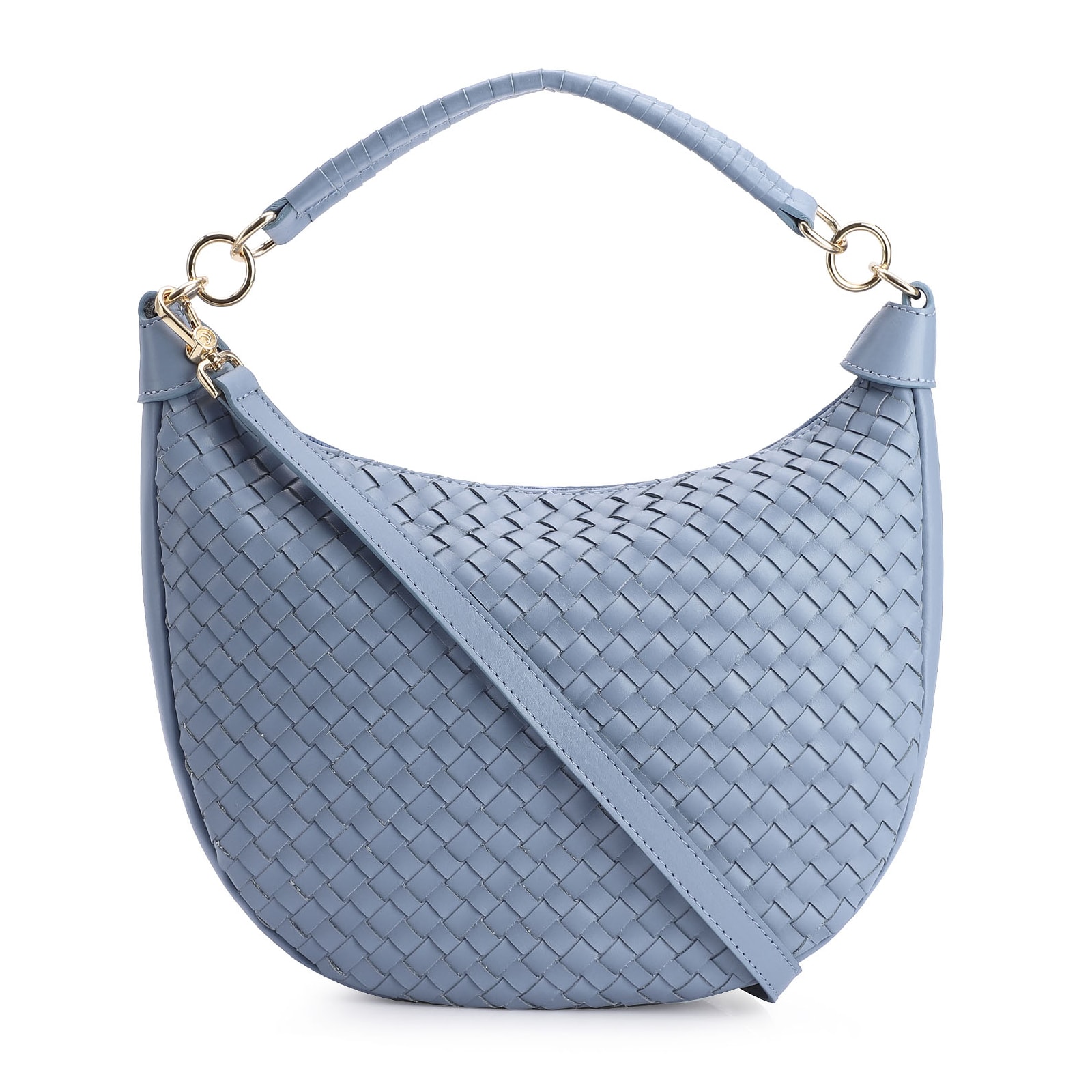 Bolsa Hobo Tressê Couro Azul