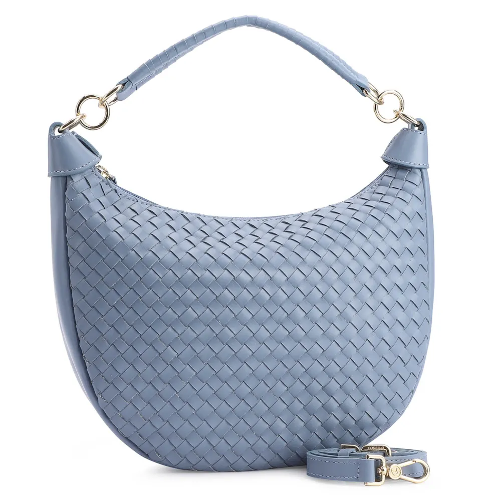 Bolsa Hobo Tressê Couro Azul - imagem 2