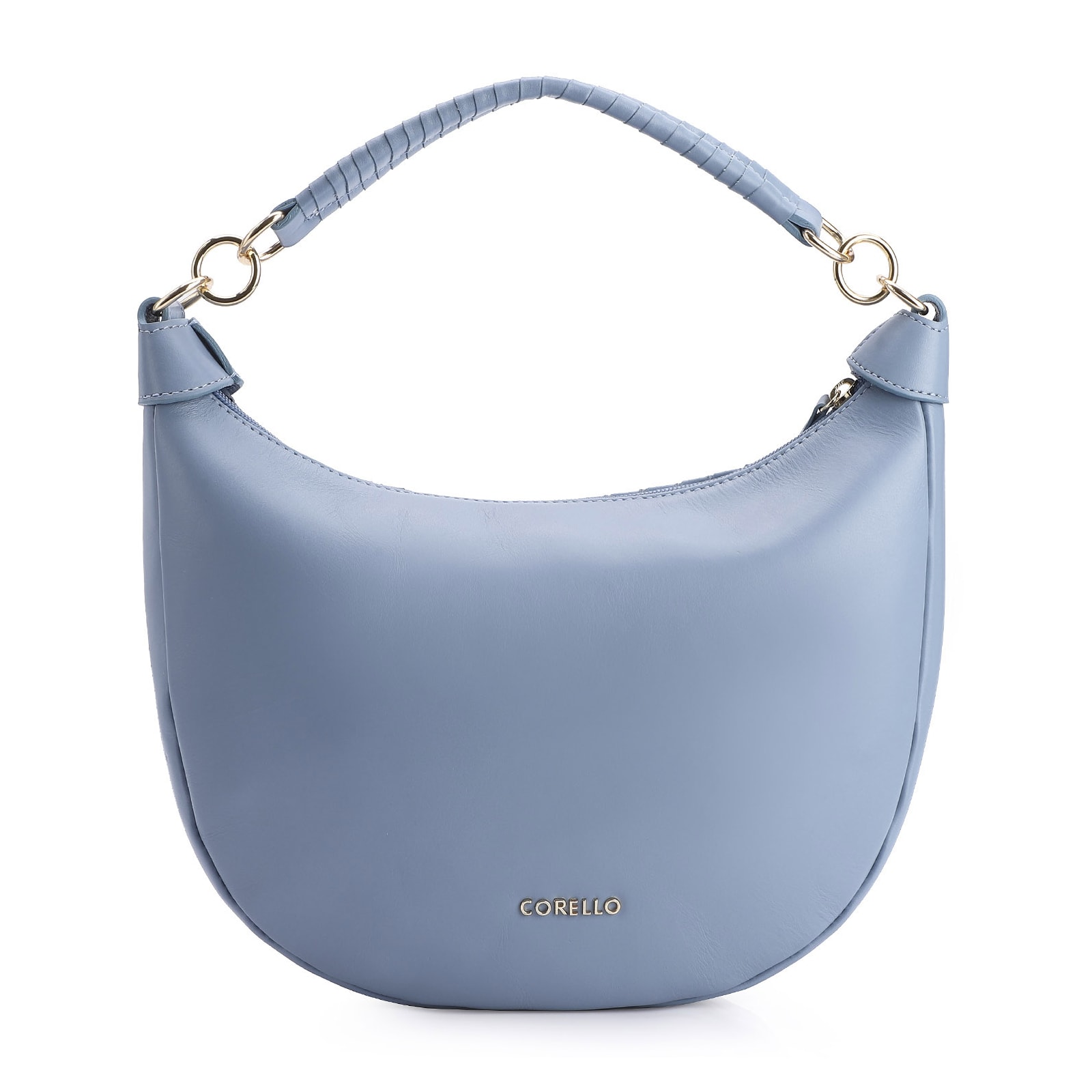 Bolsa Hobo Tressê Couro Azul