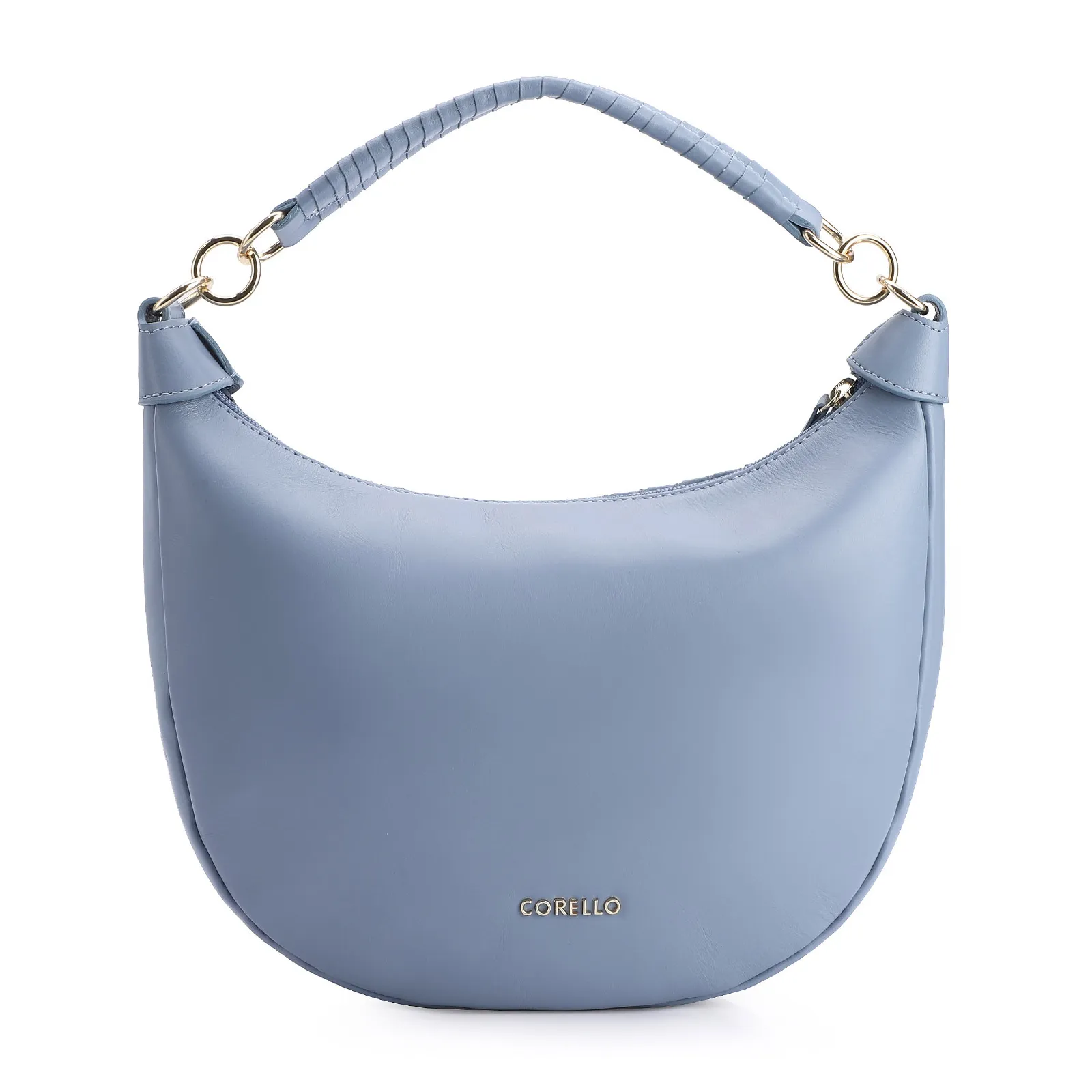 Bolsa Hobo Tressê Couro Azul