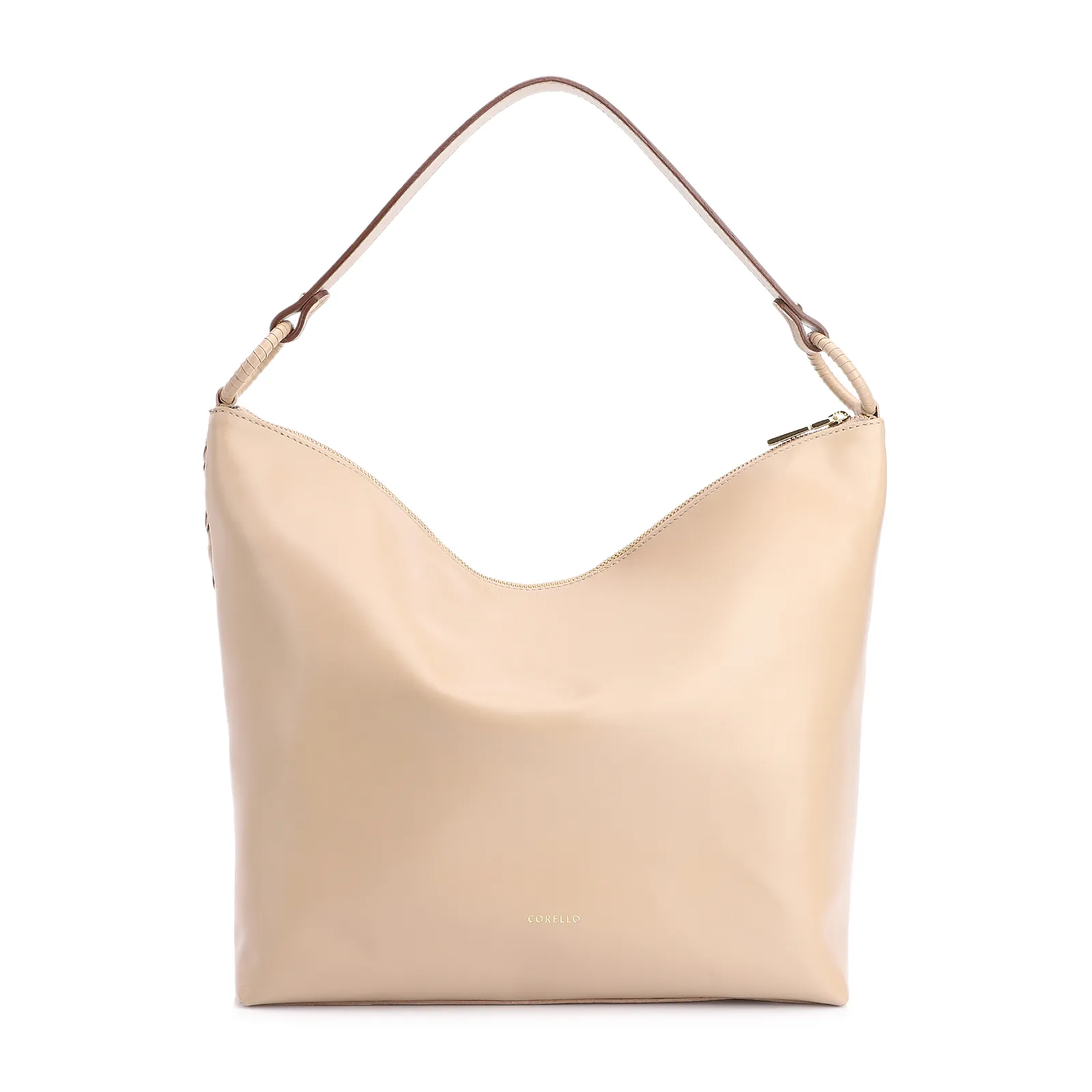 Bolsa Hobo Tressê Couro Bege