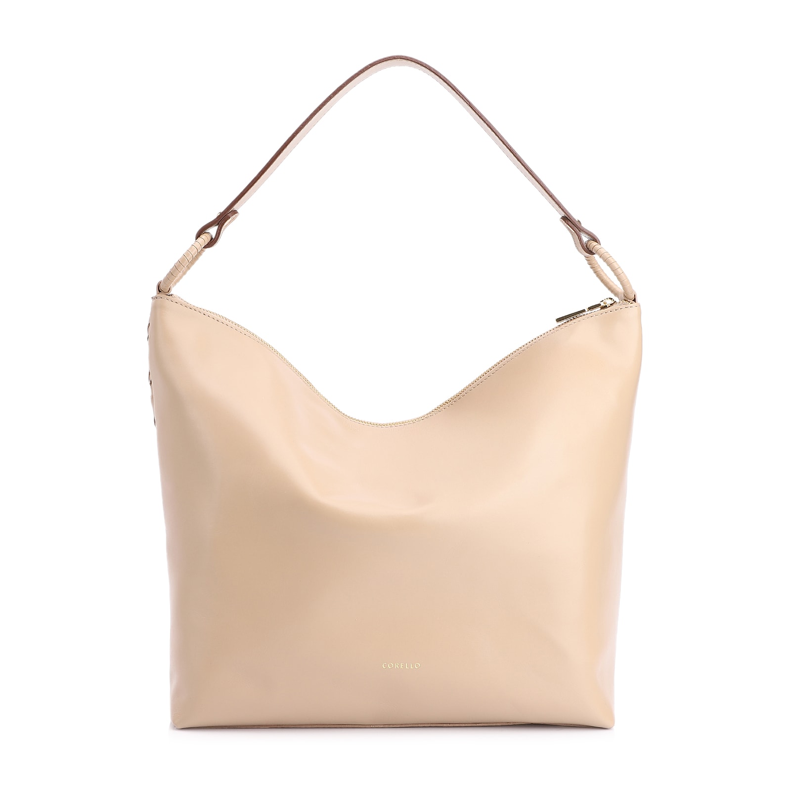Bolsa Hobo Tressê Couro Bege