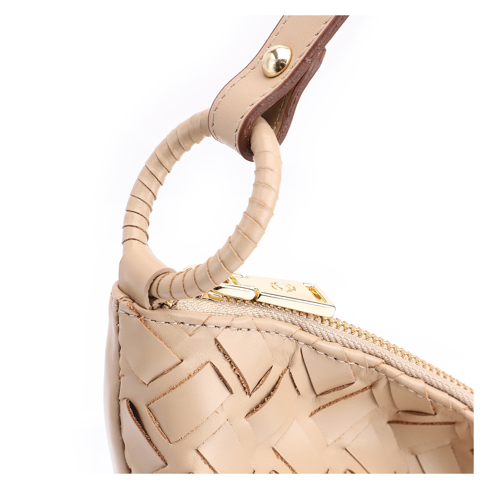 Bolsa Hobo Tressê Couro Bege