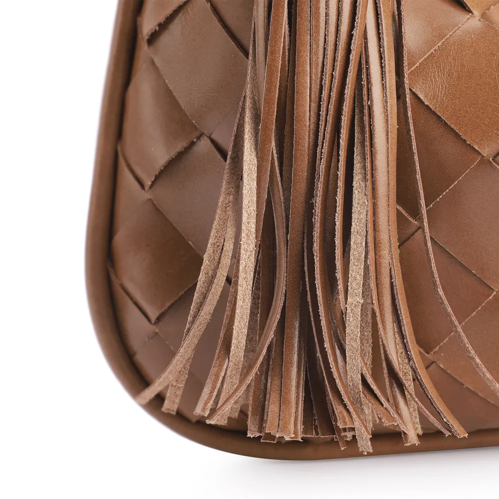 Bolsa Hobo Tressê Couro Marrom - imagem 5