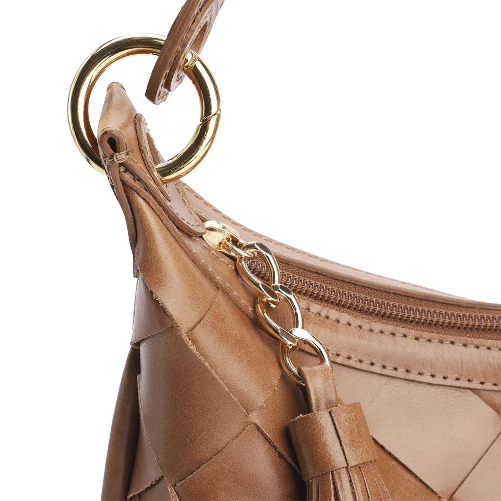 Bolsa Hobo Tressê Couro Marrom - imagem 6