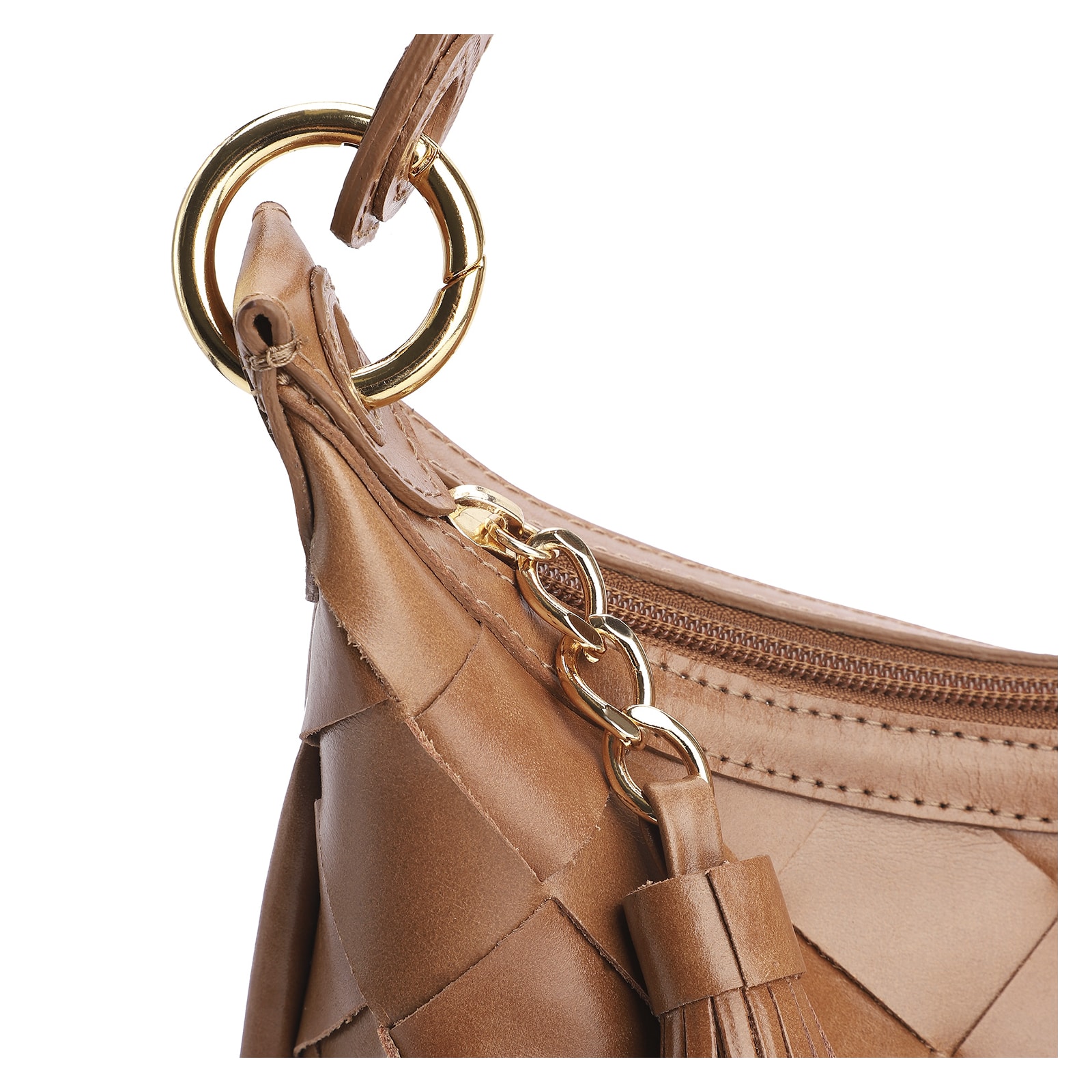 Bolsa Hobo Tressê Couro Marrom