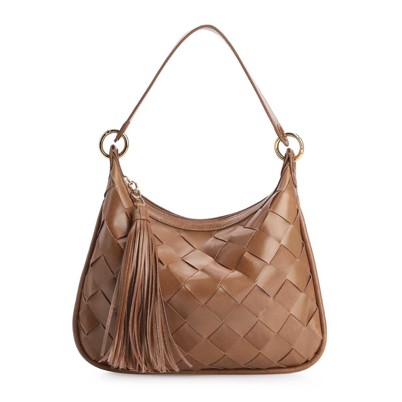 Bolsa Hobo Tressê Couro Marrom