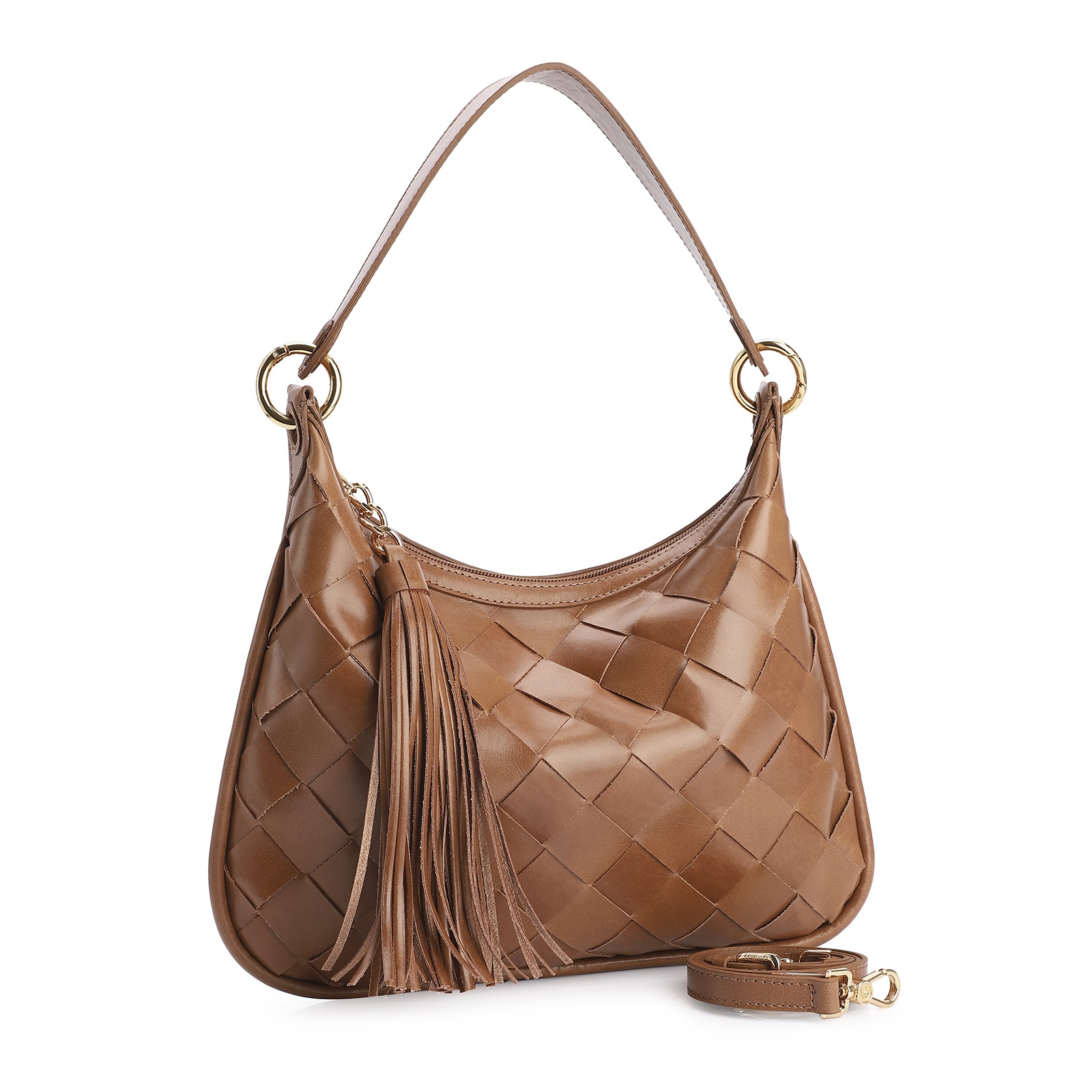 Bolsa Hobo Tressê Couro Marrom