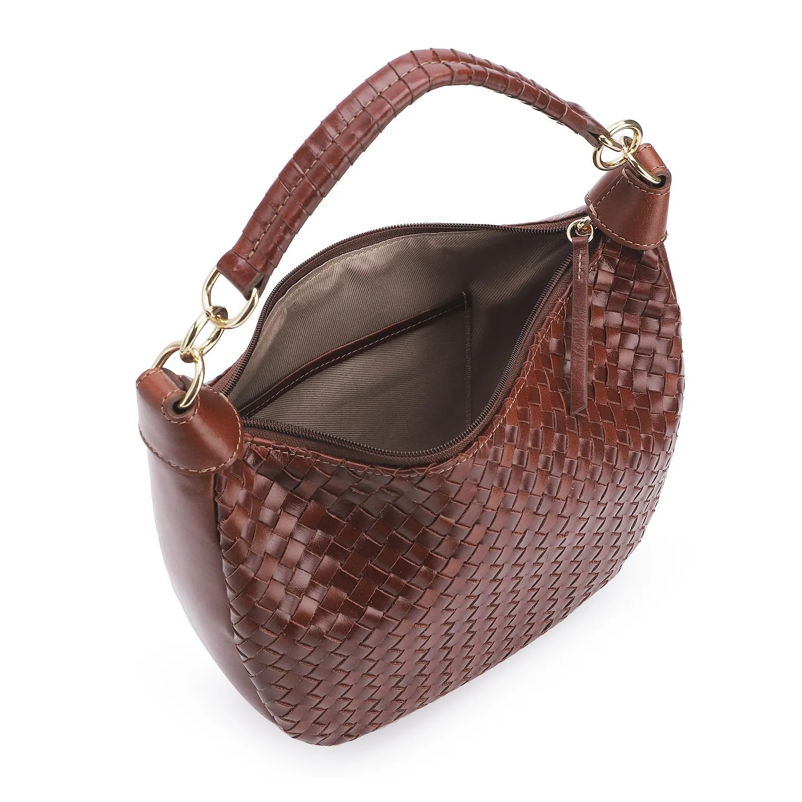 Bolsa Hobo Tressê Couro Marrom