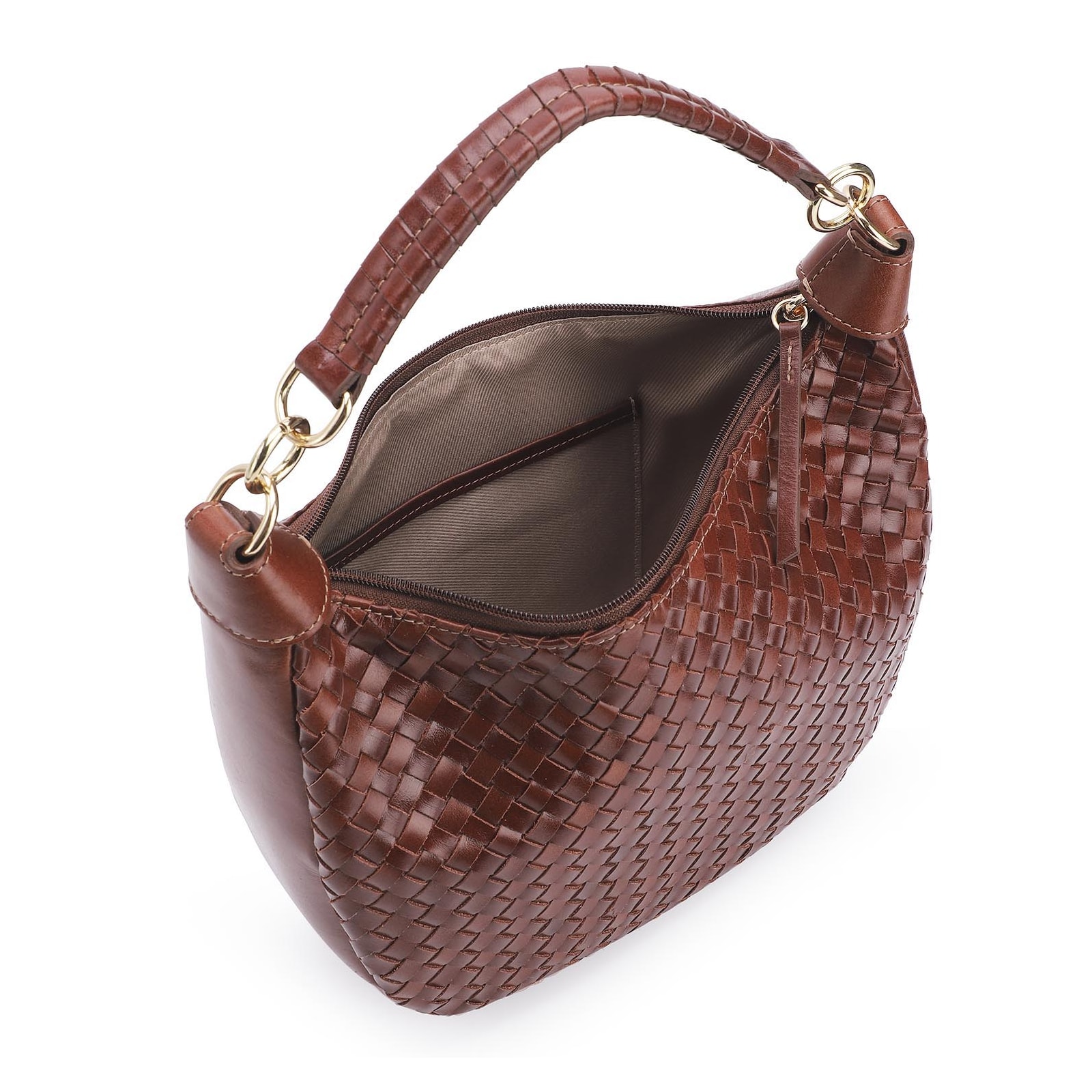 Bolsa Hobo Tressê Couro Marrom