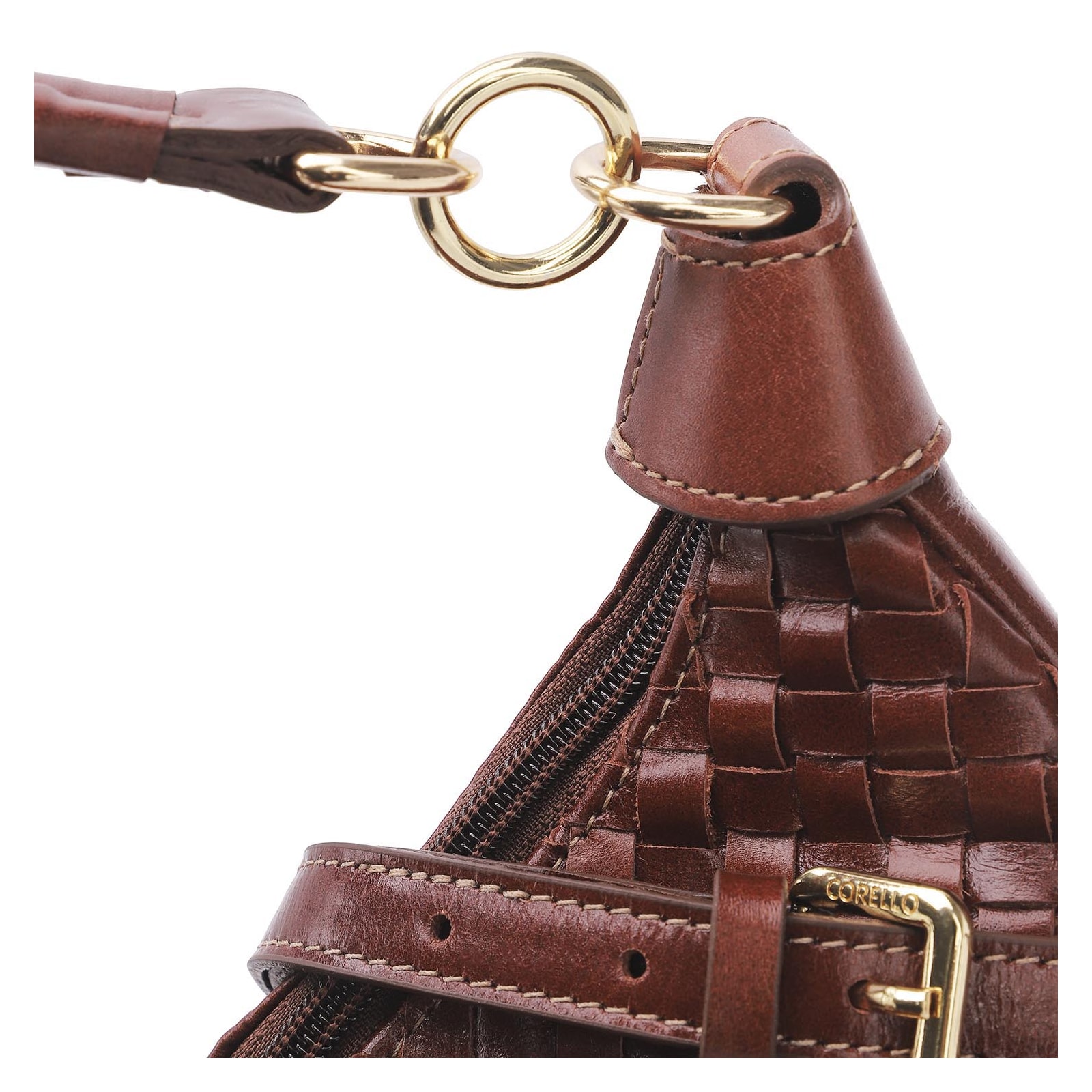 Bolsa Hobo Tressê Couro Marrom