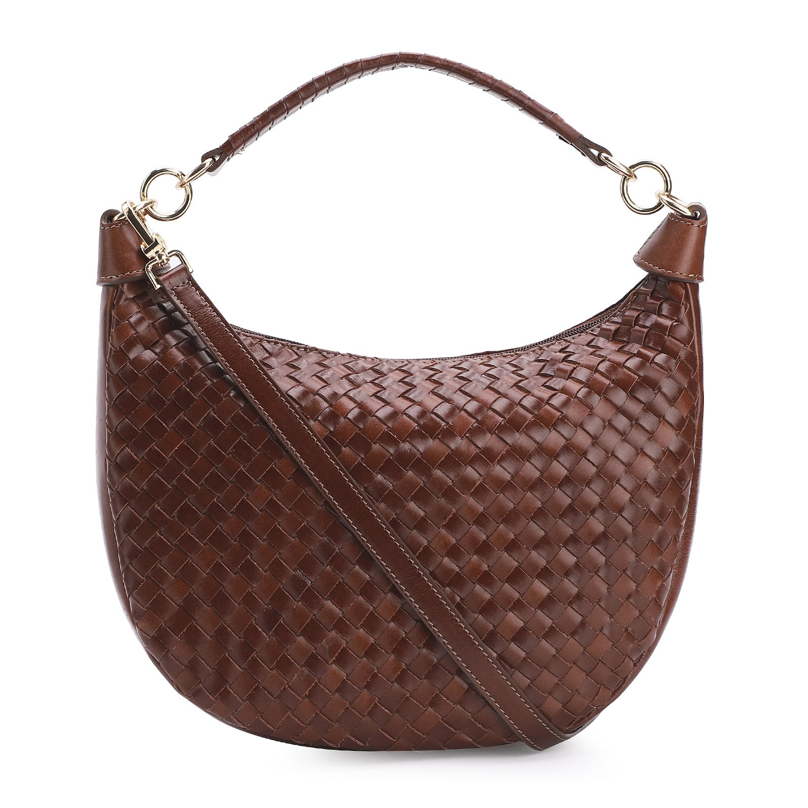 Bolsa Hobo Tressê Couro Marrom