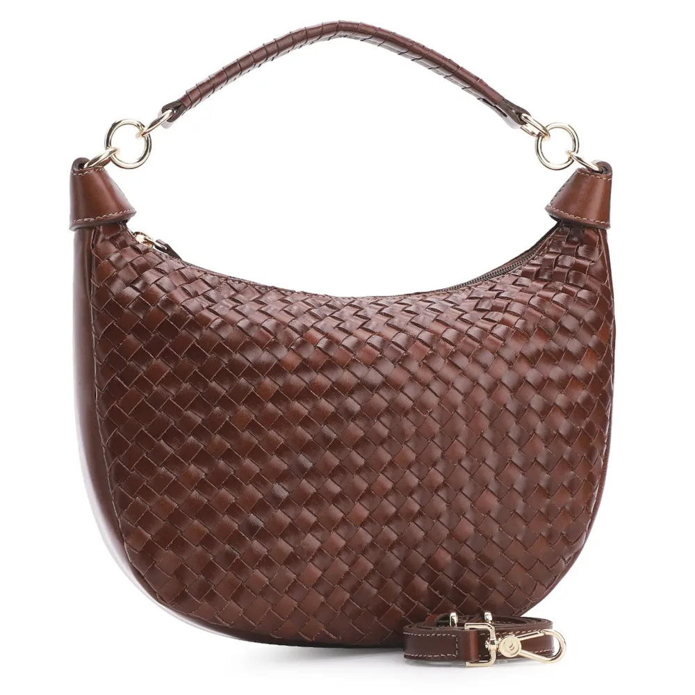 Bolsa Hobo Tressê Couro Marrom - imagem 2