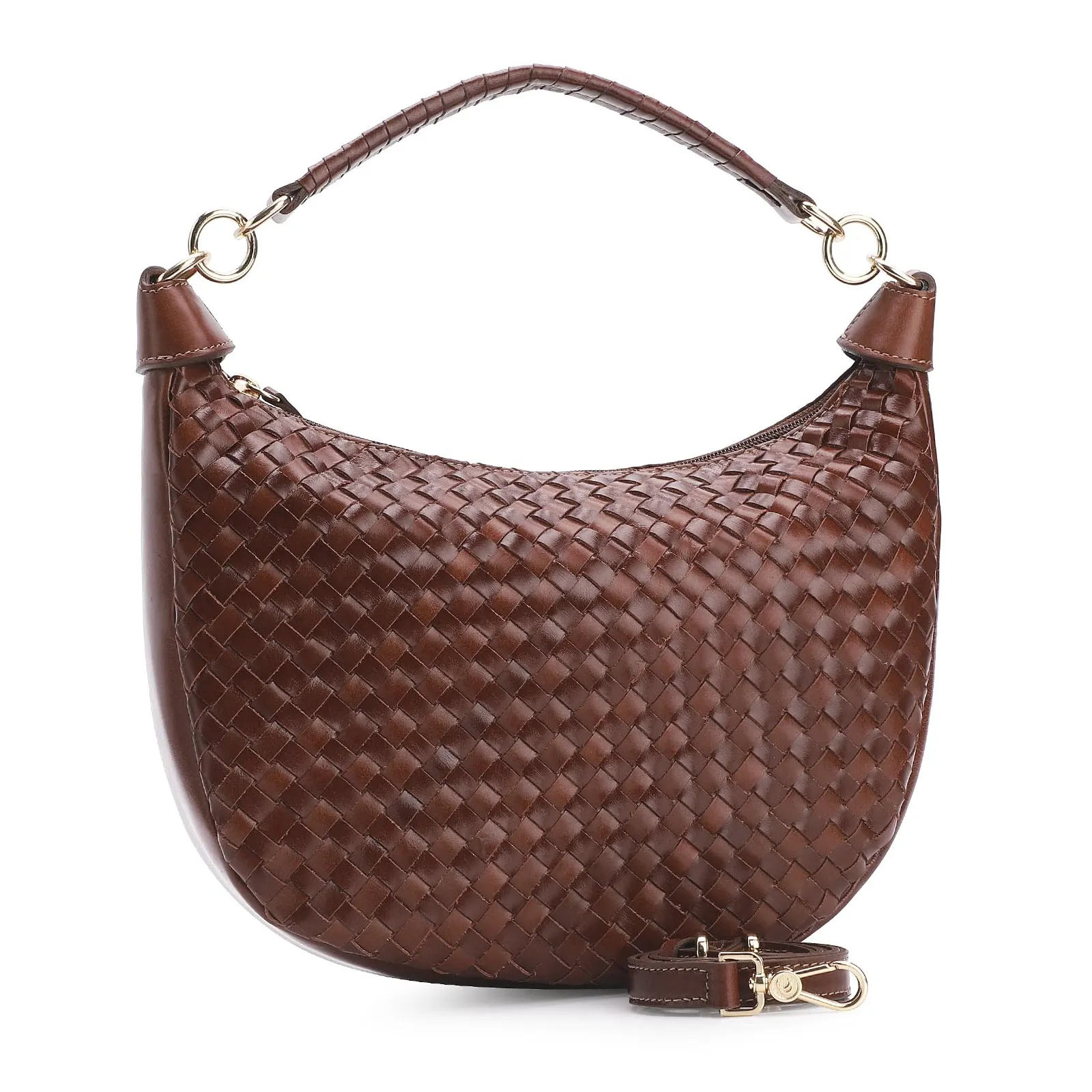 Bolsa Hobo Tressê Couro Marrom