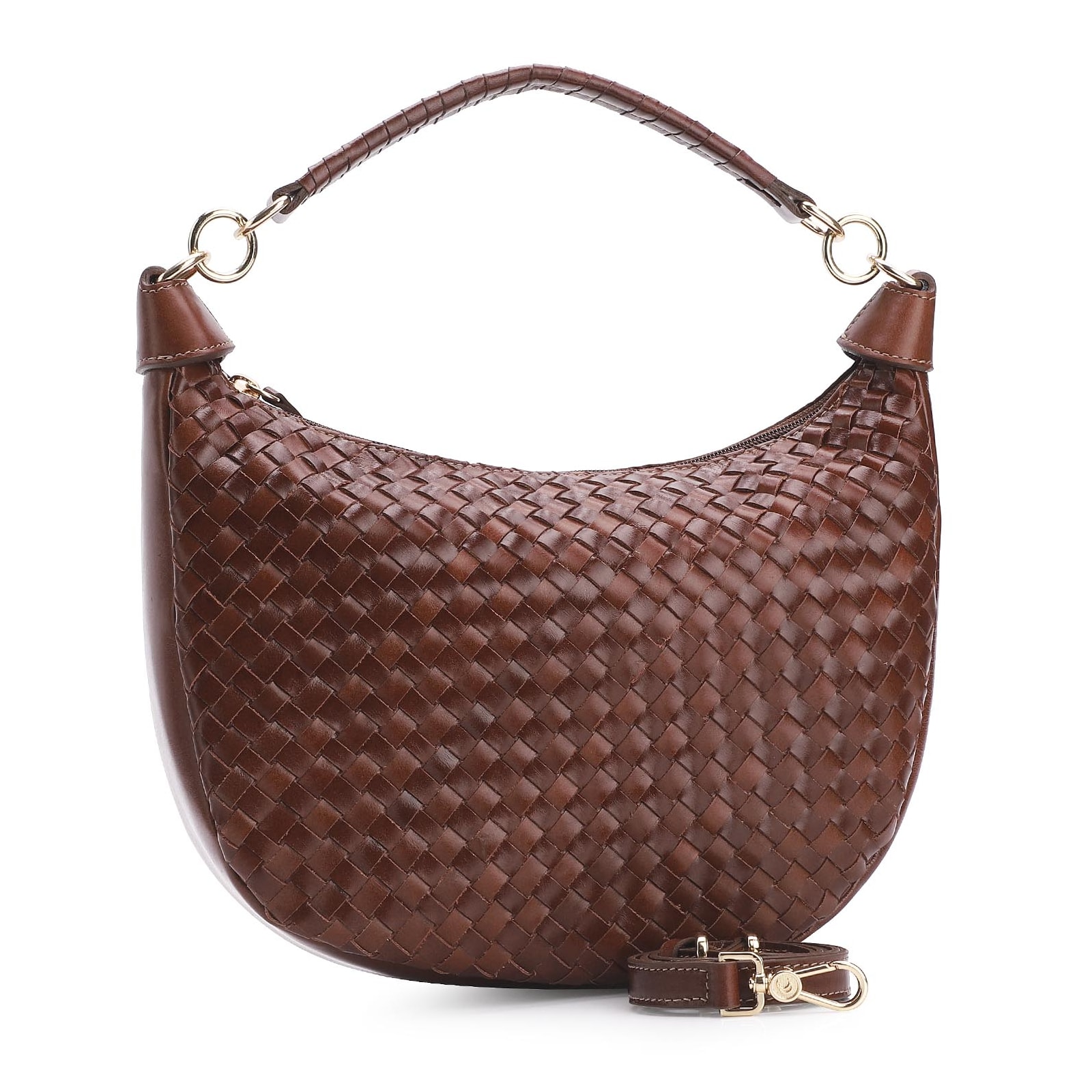 Bolsa Hobo Tressê Couro Marrom