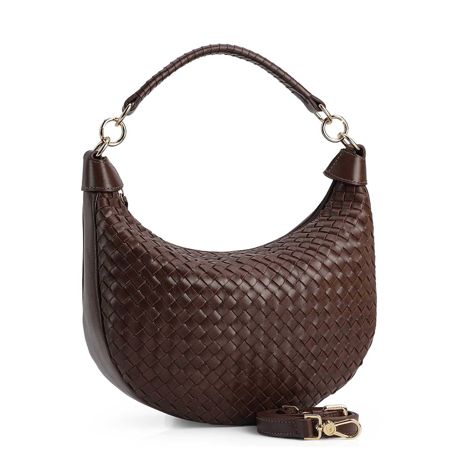 Bolsa Hobo Tressê Couro Marrom