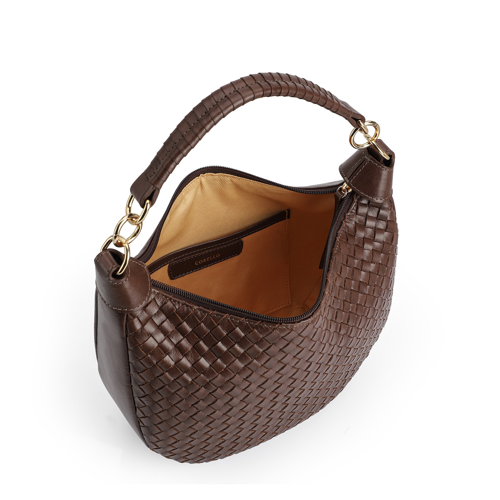 Bolsa Hobo Tressê Couro Marrom