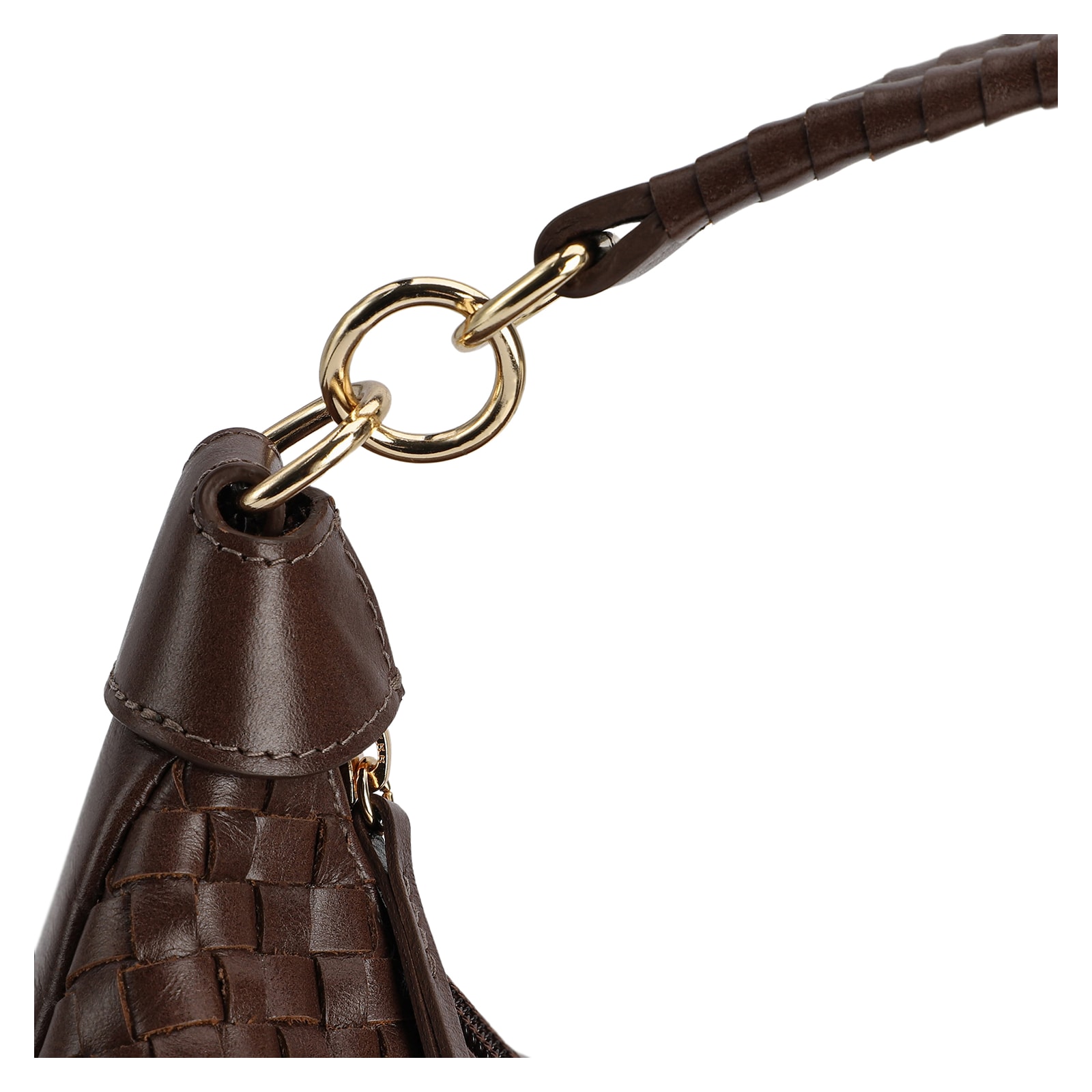Bolsa Hobo Tressê Couro Marrom