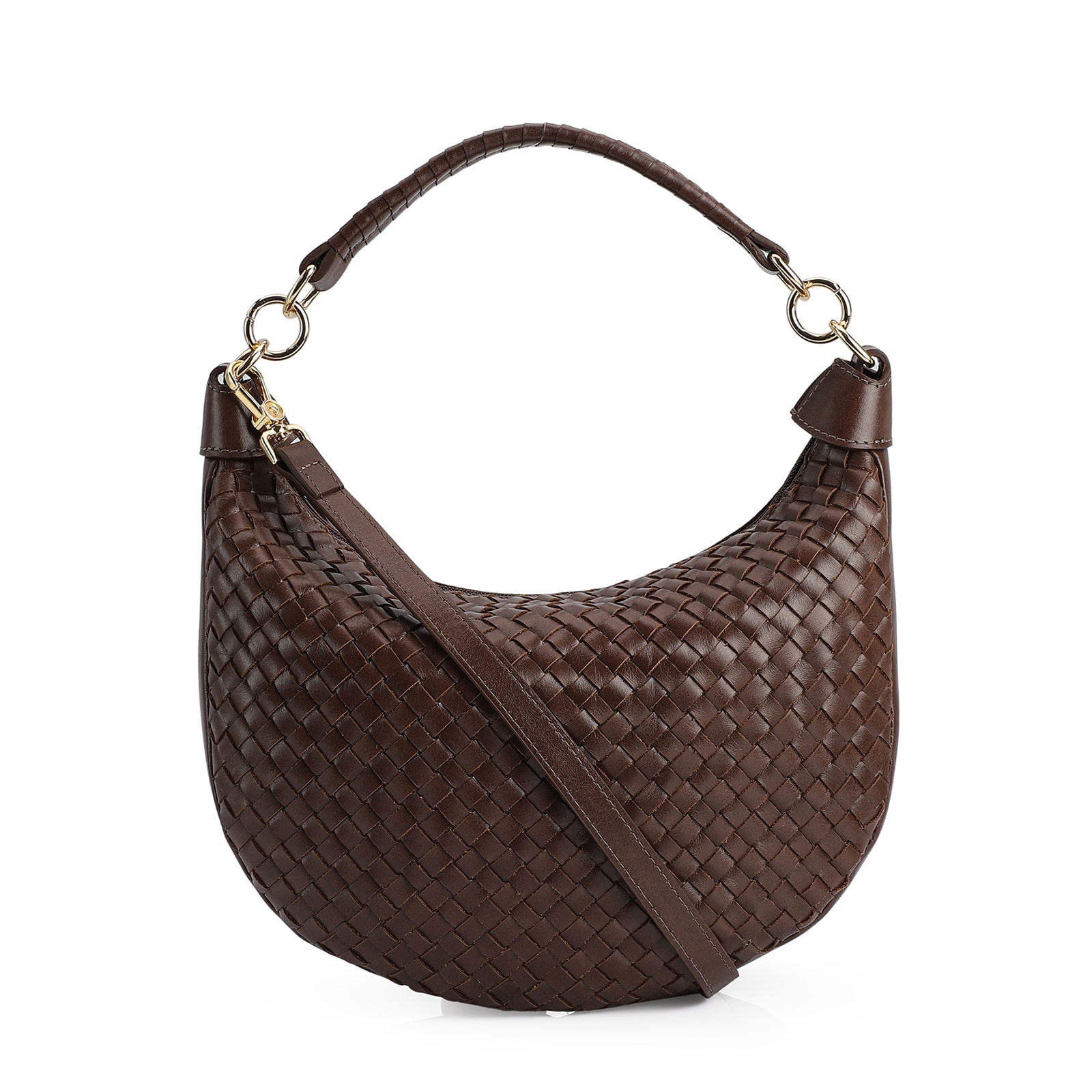 Bolsa Hobo Tressê Couro Marrom