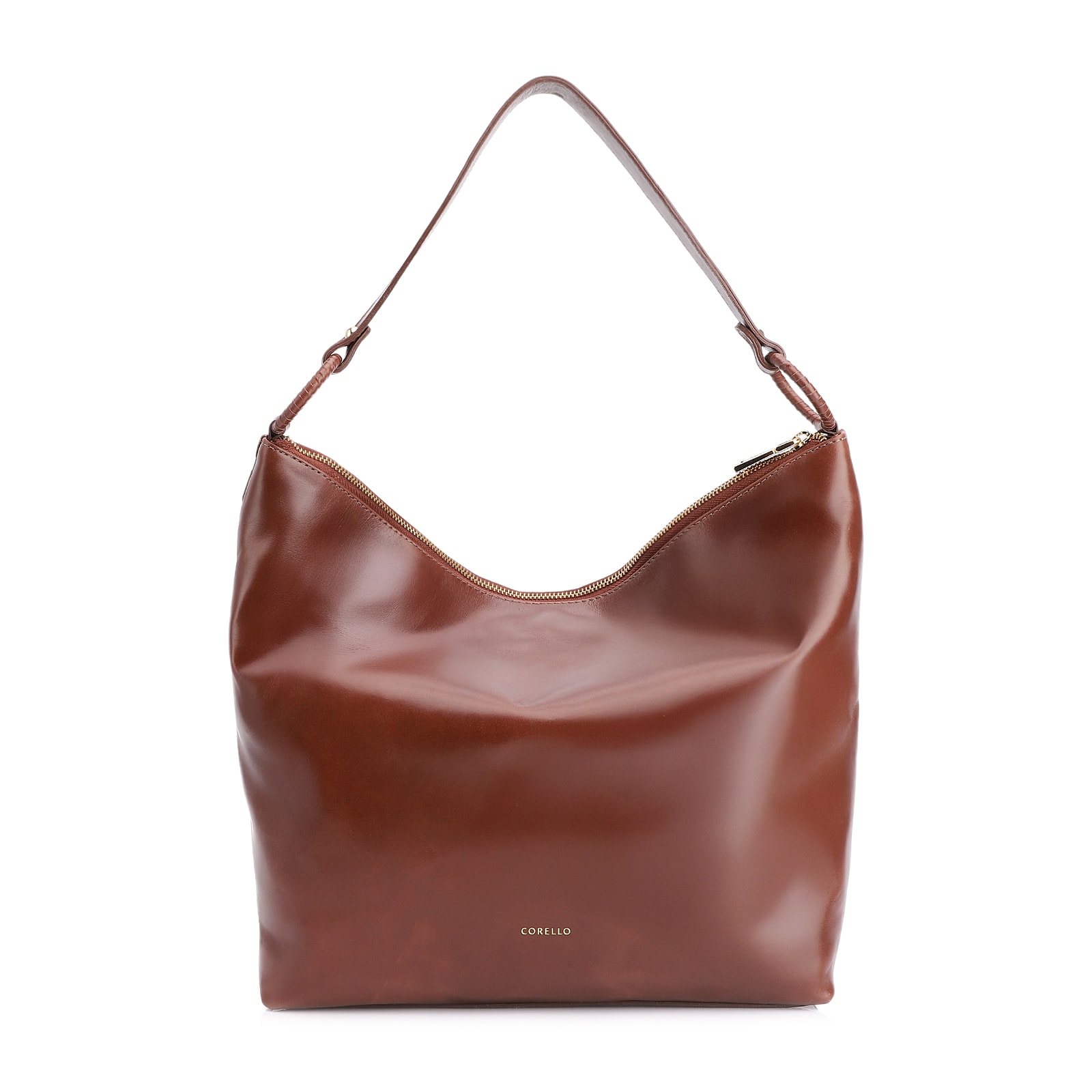Bolsa Hobo Tressê Couro Marrom