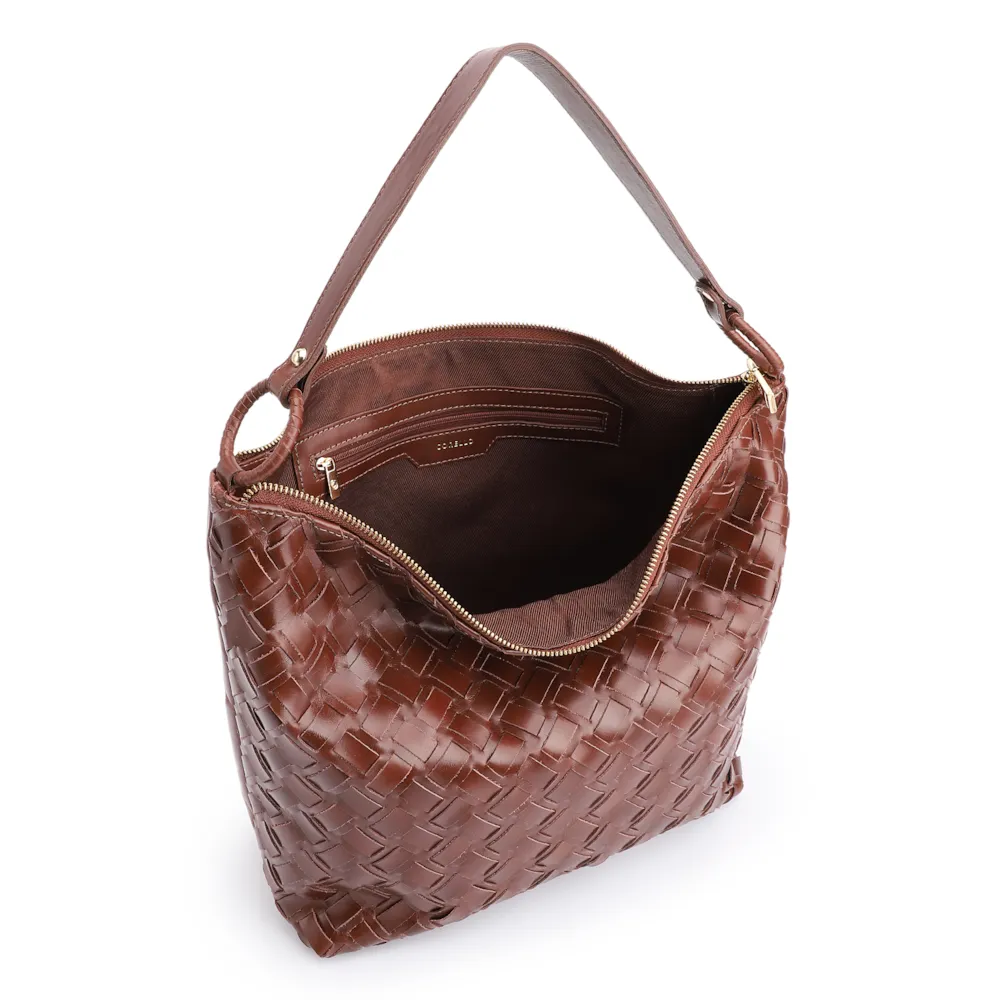 Bolsa Hobo Tressê Couro Marrom - imagem 5