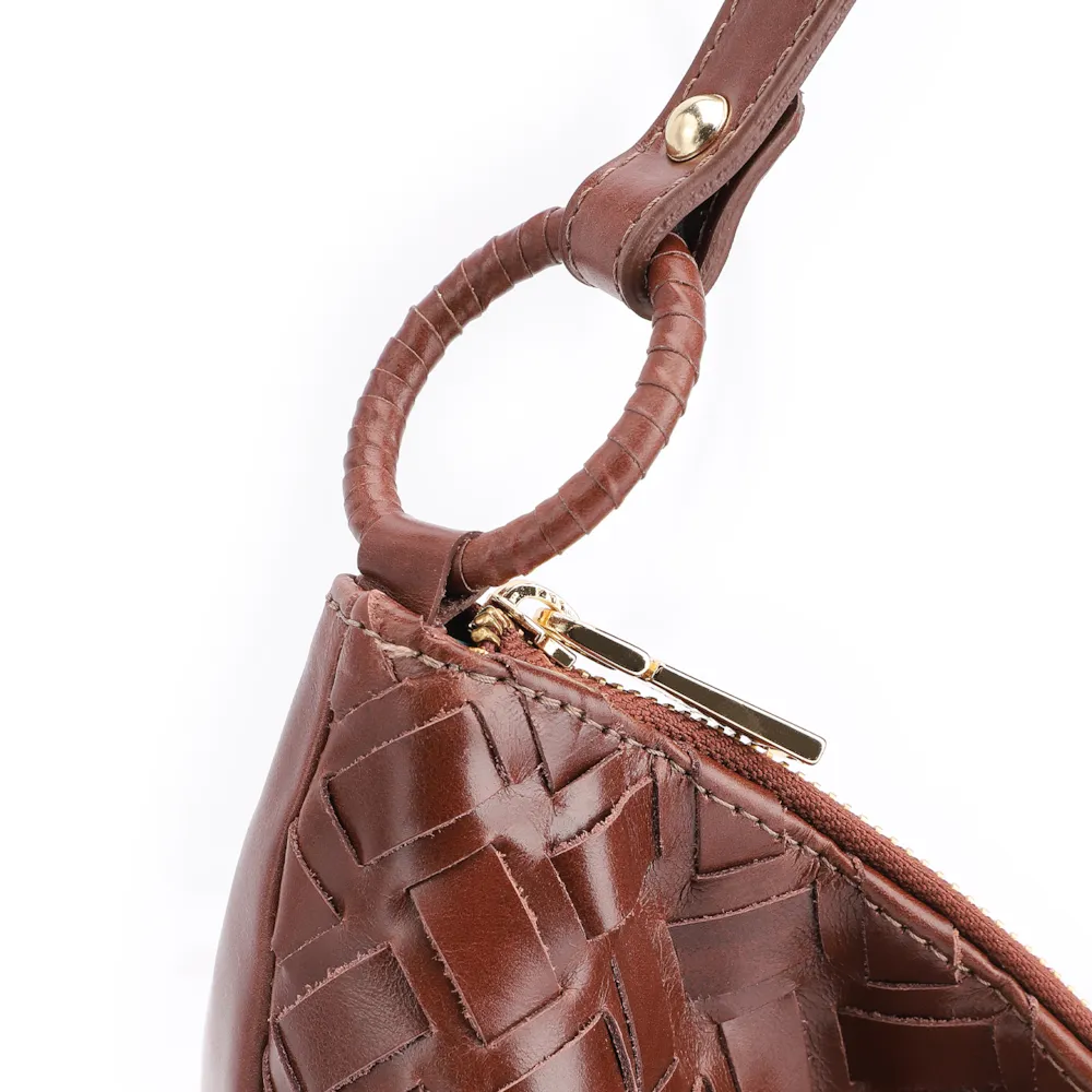Bolsa Hobo Tressê Couro Marrom - imagem 8