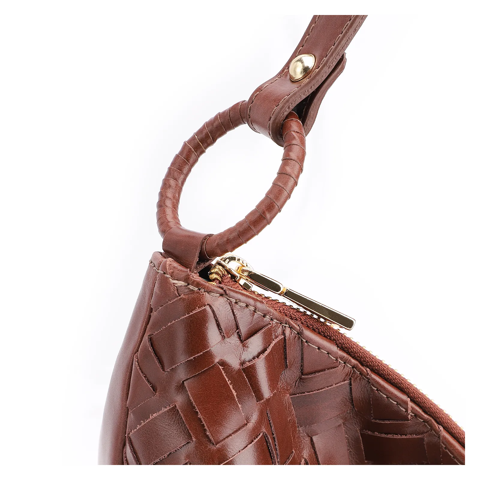 Bolsa Hobo Tressê Couro Marrom