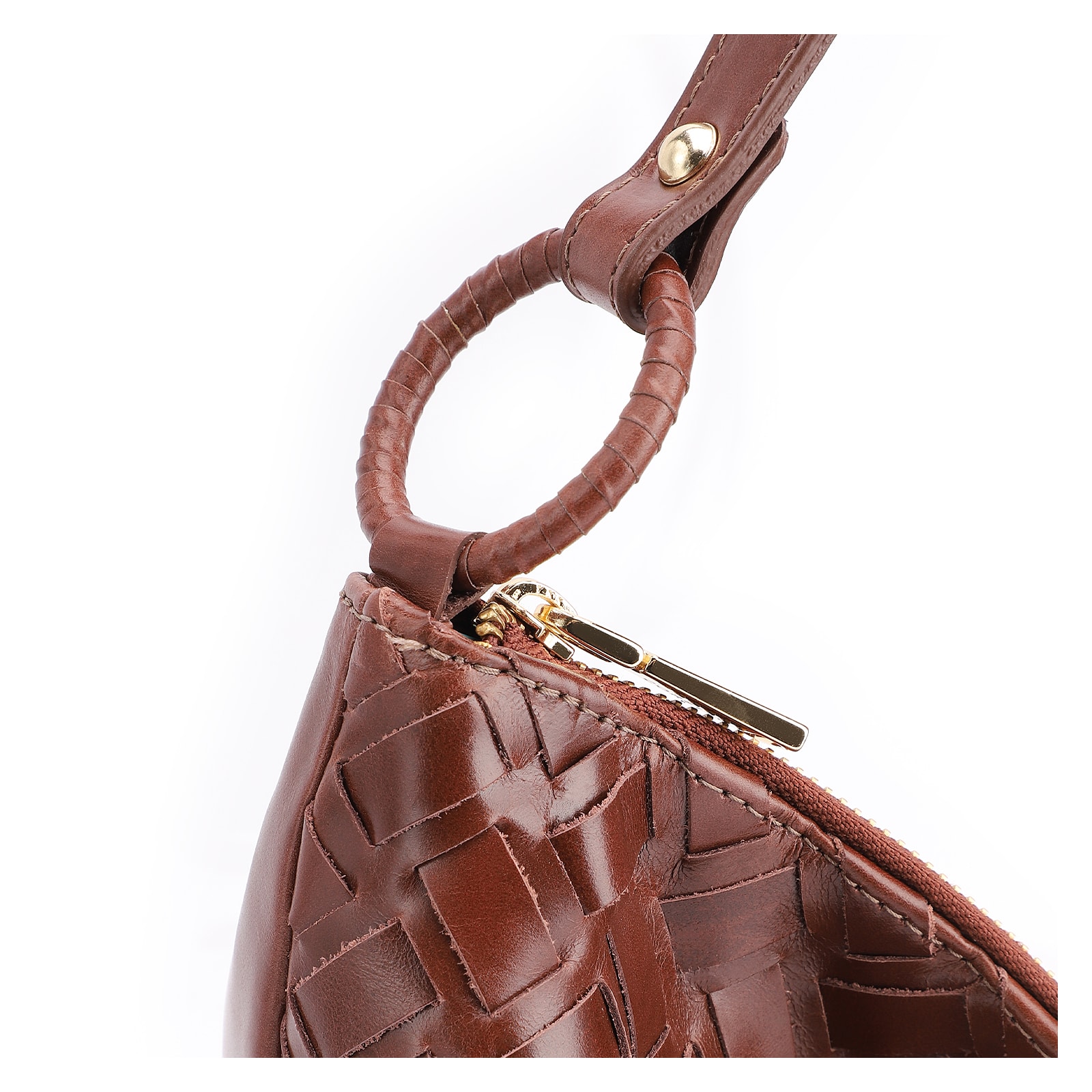 Bolsa Hobo Tressê Couro Marrom