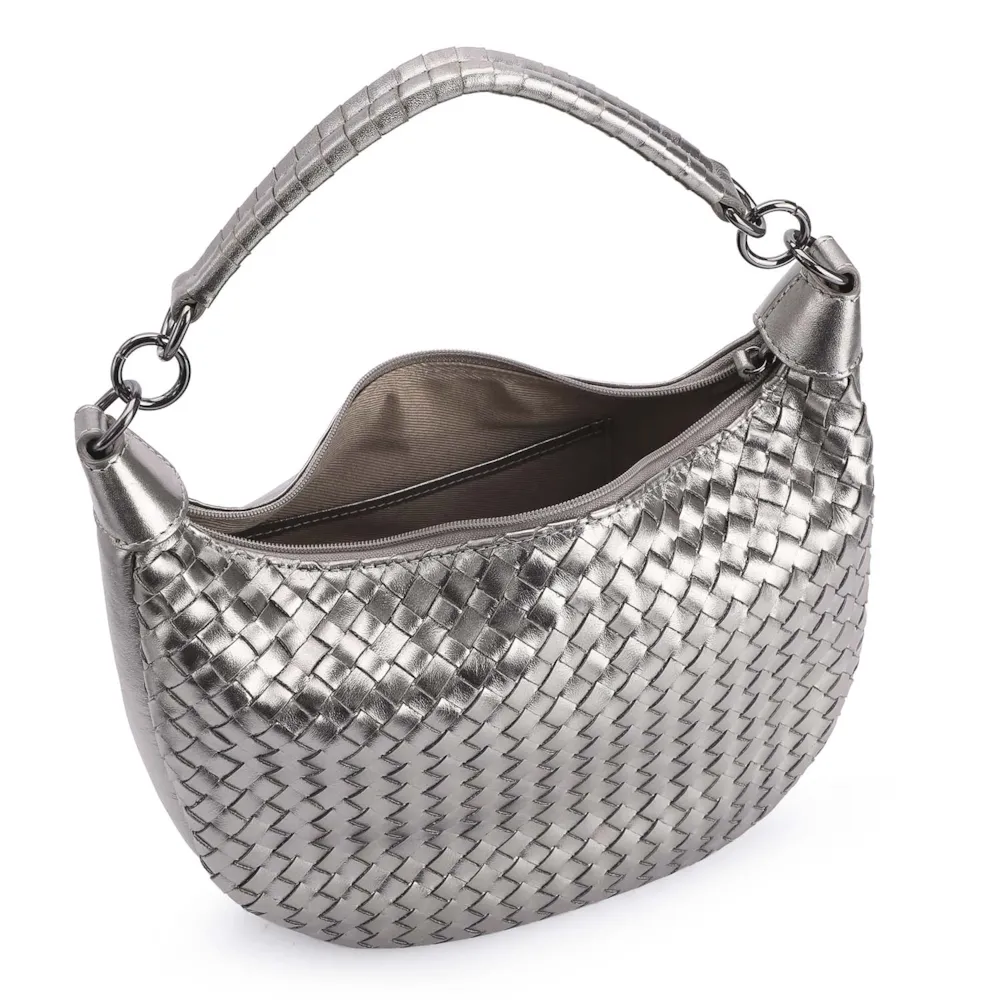 Bolsa Hobo Tressê Couro Prata - imagem 4