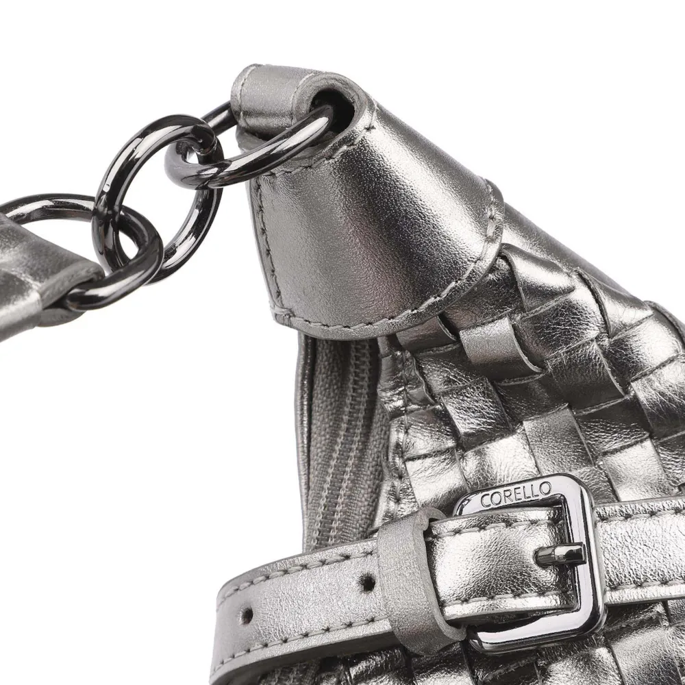Bolsa Hobo Tressê Couro Prata - imagem 5
