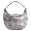 Bolsa Hobo Tressê Couro Prata - imagem 1