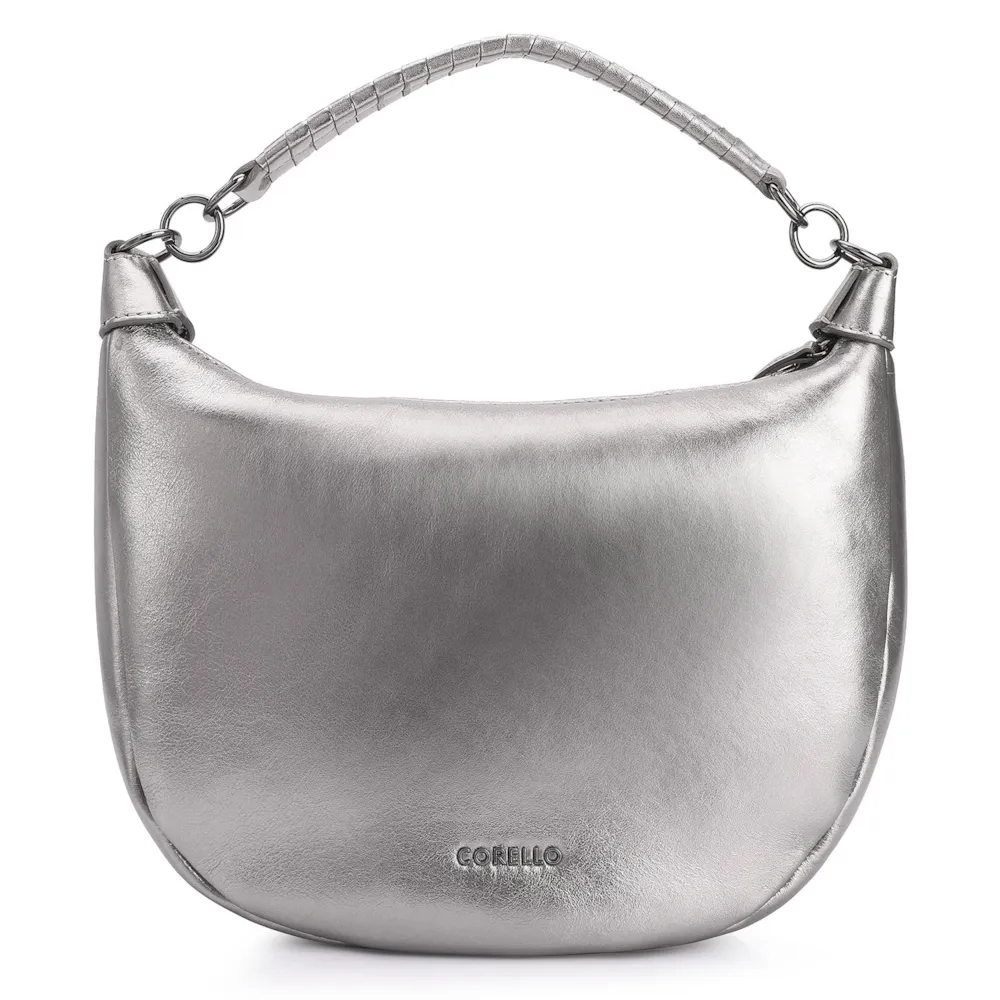 Bolsa Hobo Tressê Couro Prata - imagem 3